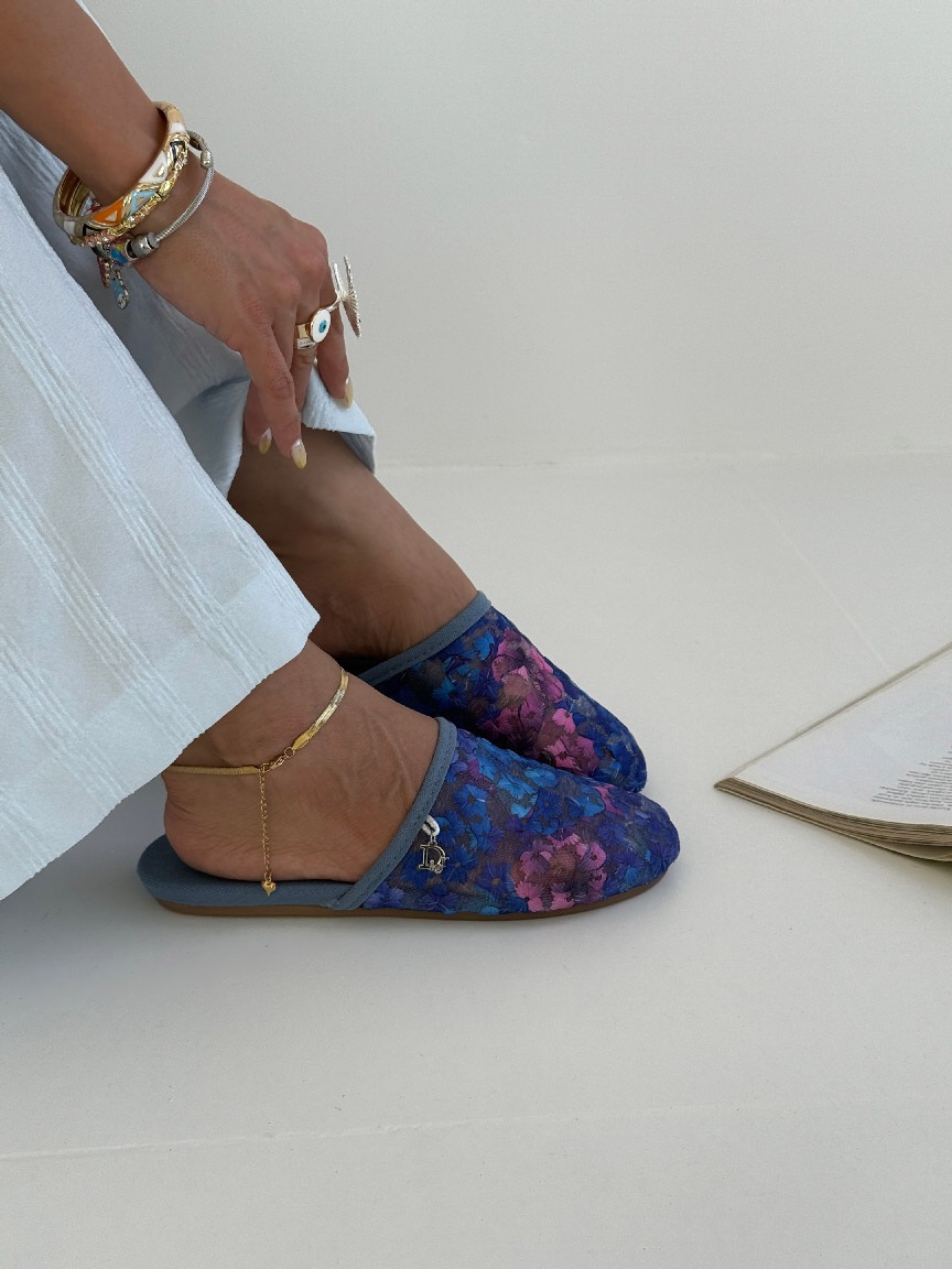 Blue Floral Sandals