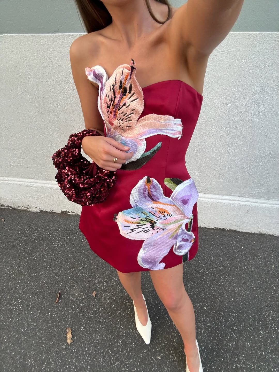 Red Flower Tube Top Dress