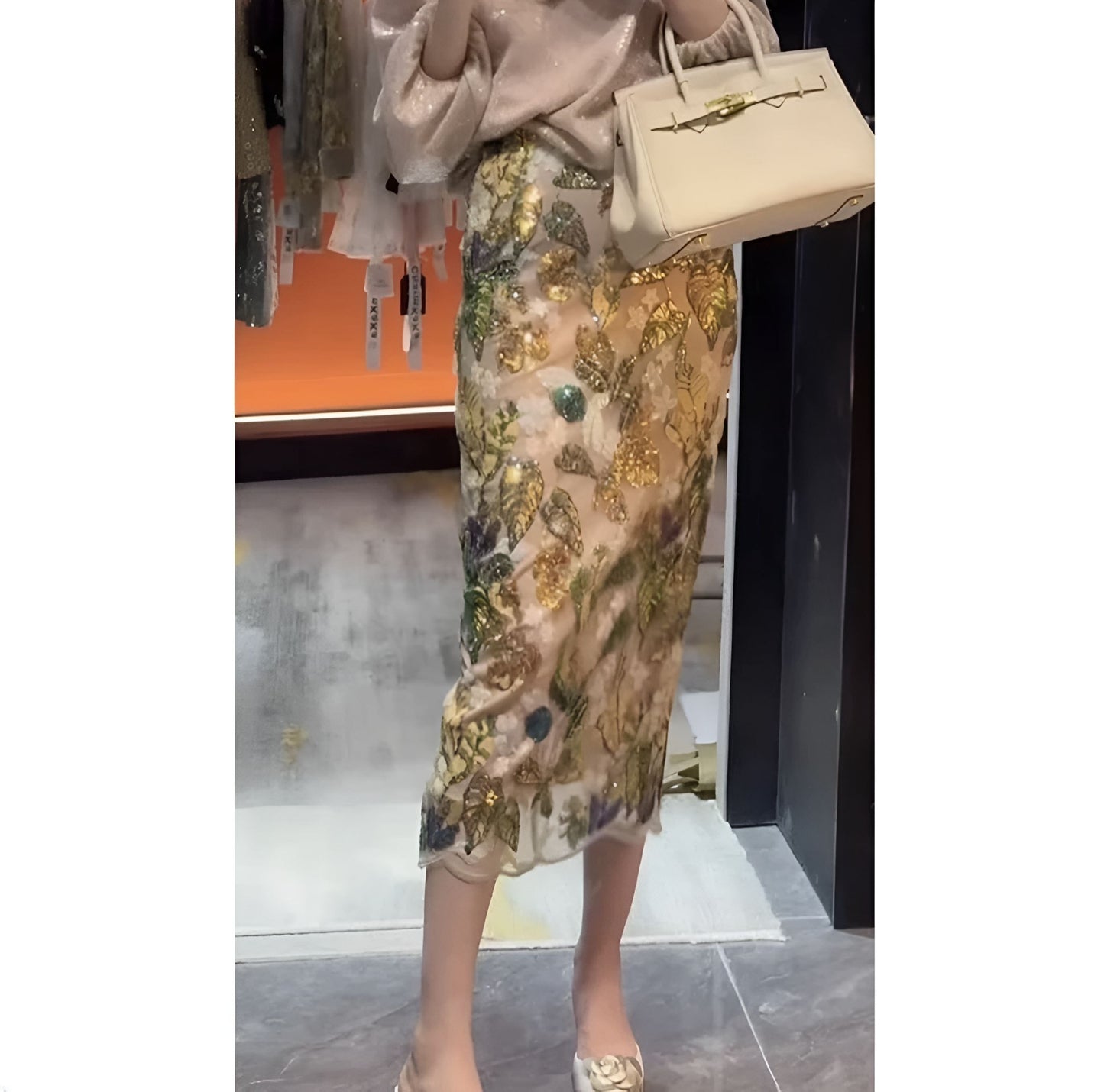 Leaf Sequin Skirt