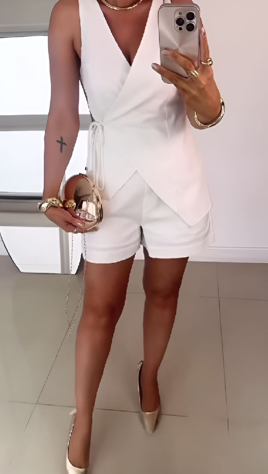 Casual comfortable vest shorts two-piece set