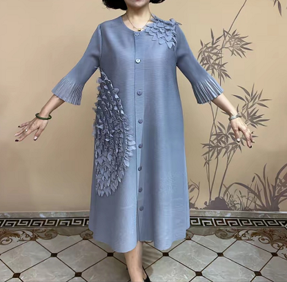 3D Flower Pleated Dress