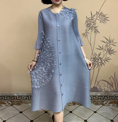 3D Flower Pleated Dress