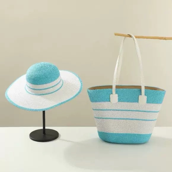 Travel Beach Woven Hat & Bag Set