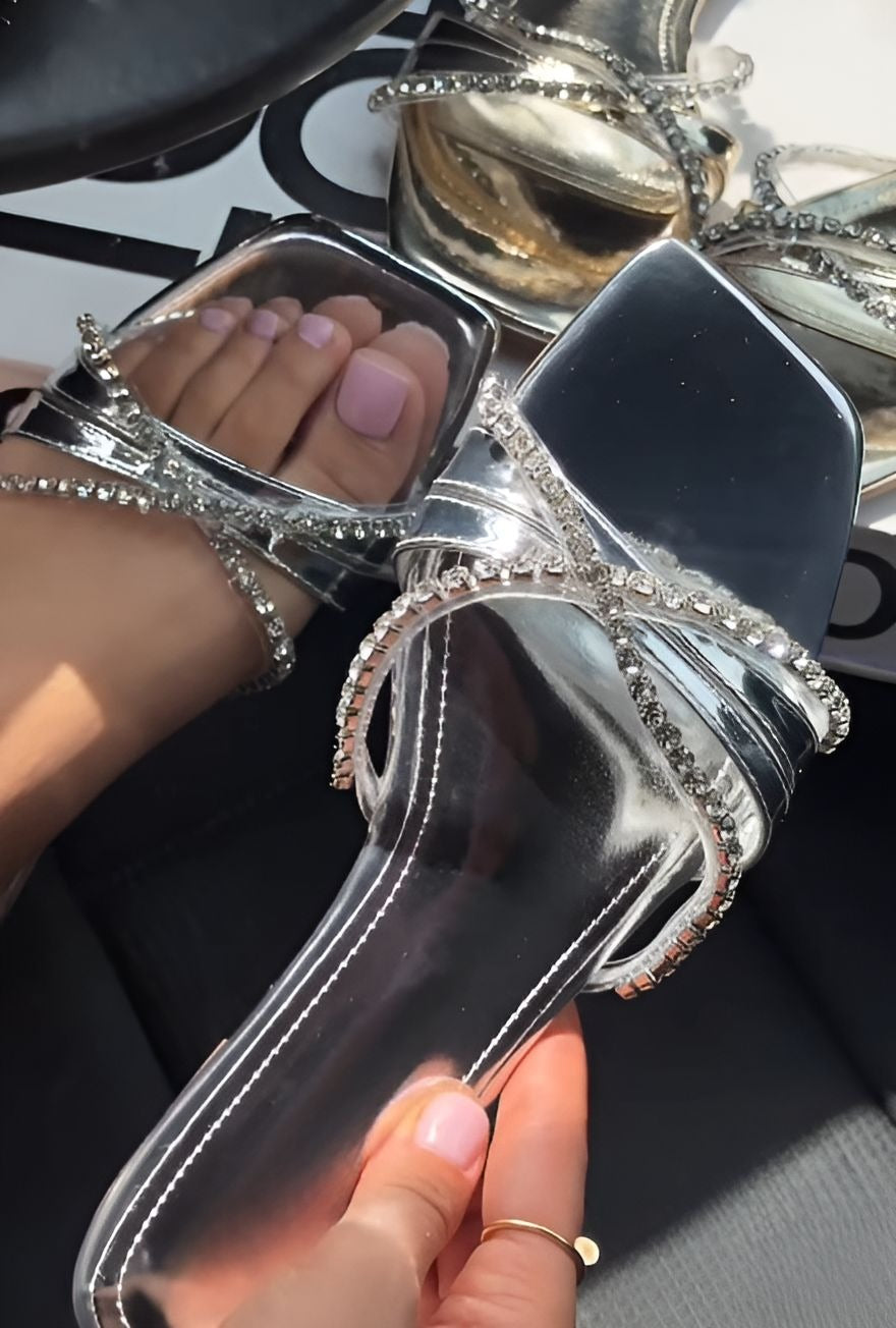Shiny Rhinestone Slippers
