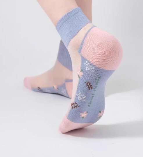 Summer Thin Floral Ice Silk Socks