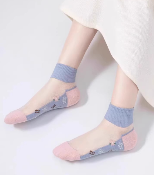 Summer Thin Floral Ice Silk Socks