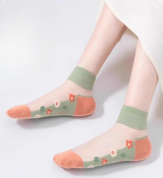 Summer Thin Floral Ice Silk Socks