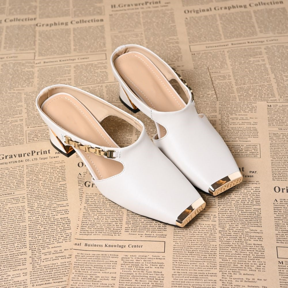 Fashion Hollow Closed Toe Thick Heel Sandals