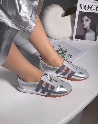 Soft Leather Zipper Women's Shoes