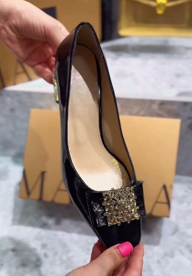 Sparkling Rhinestone Leather Women Shoes