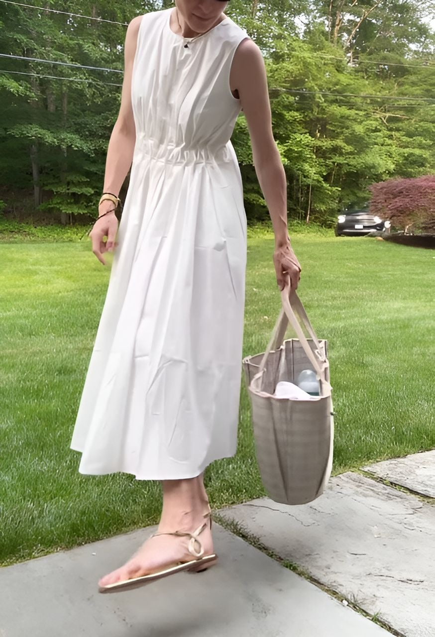 White Pleated Versatile Dress