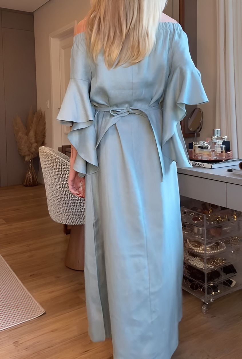 Elegant Blue Off-Shoulder Dress