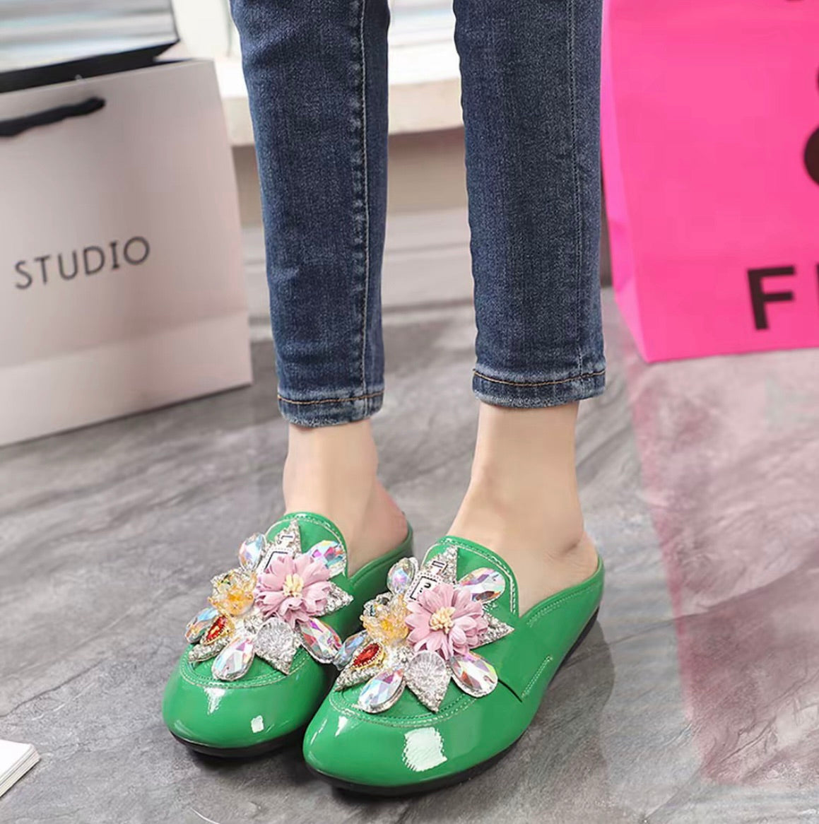 Rhinestone Flower Sandals