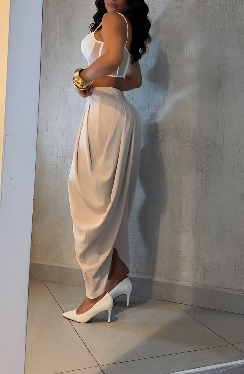 High Waist Loose Drape Irregular Casual Trousers