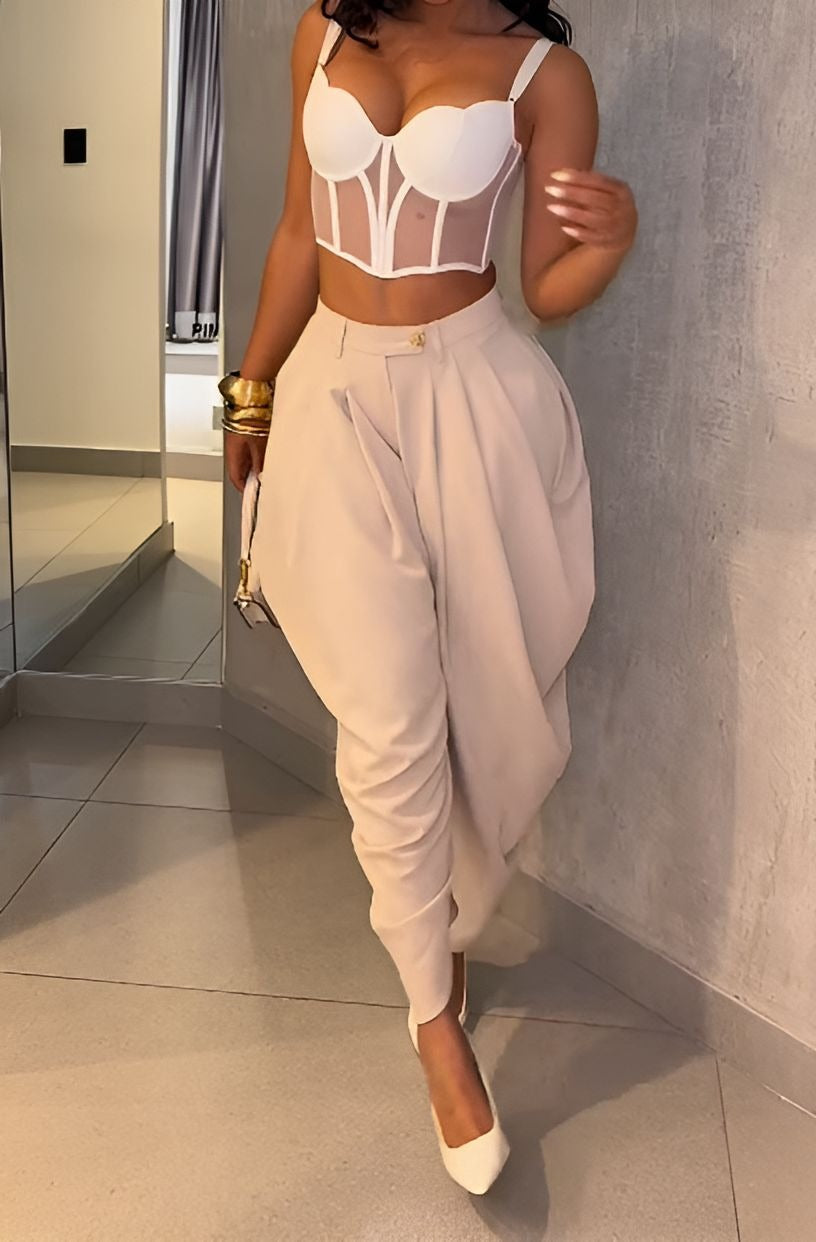 High Waist Loose Drape Irregular Casual Trousers