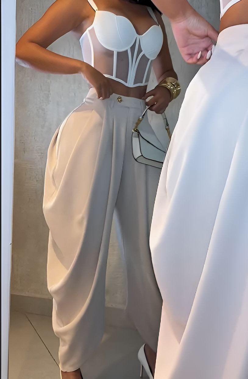High Waist Loose Drape Irregular Casual Trousers