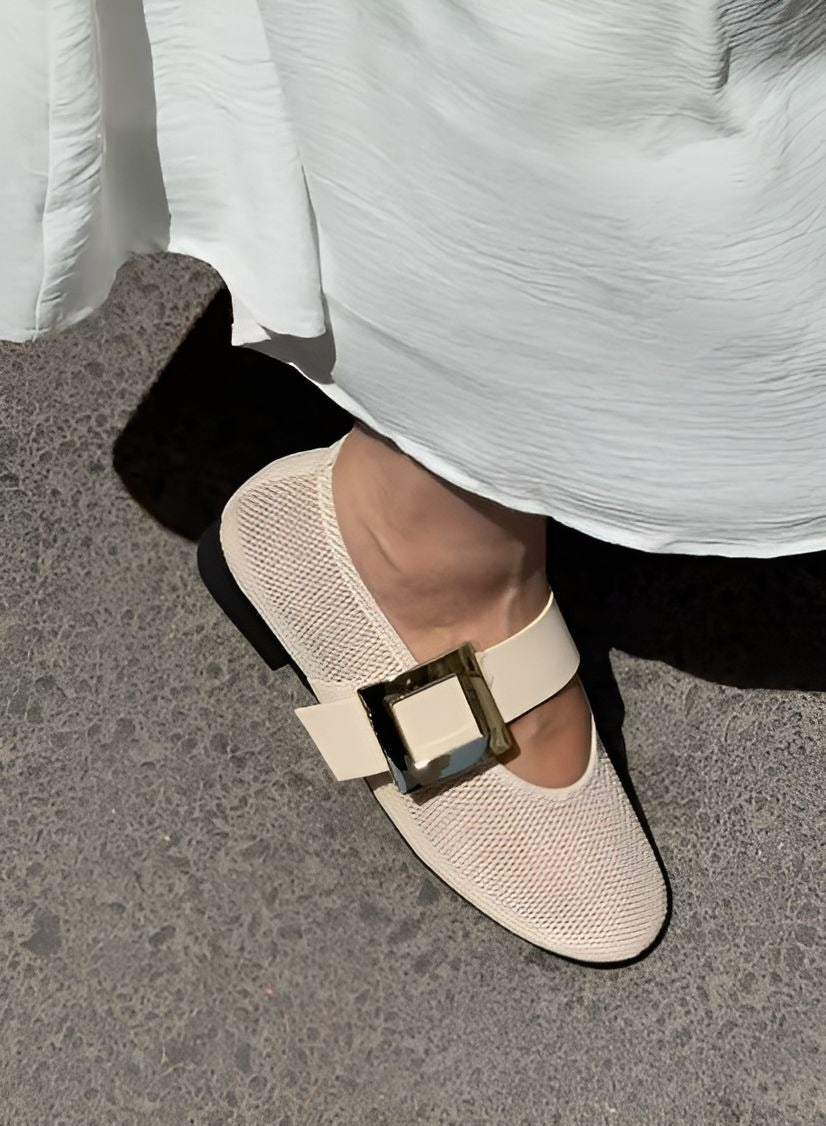 Mesh Metal Buckle Flats