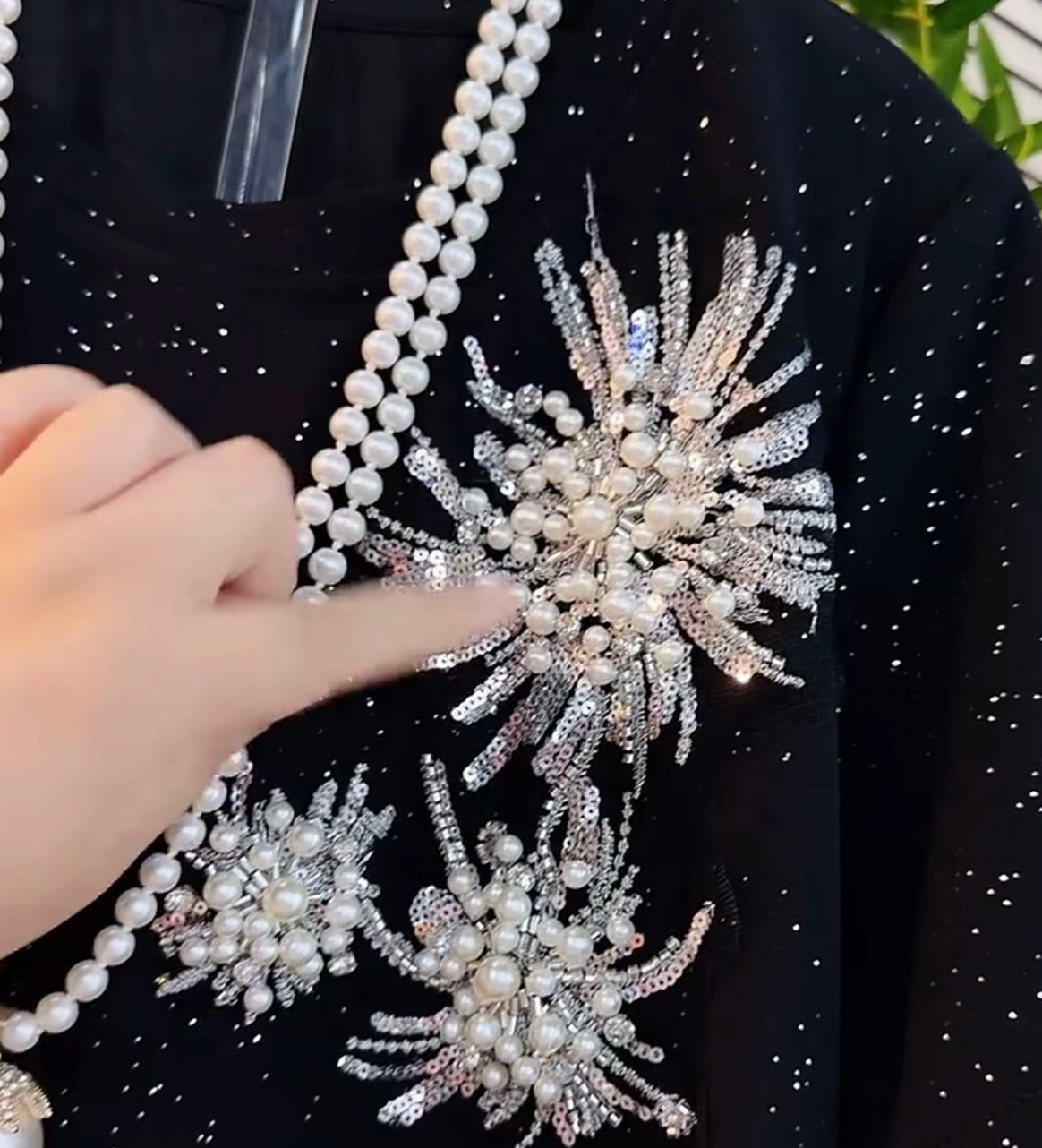 Black Sparkling Rhinestone T-shirt
