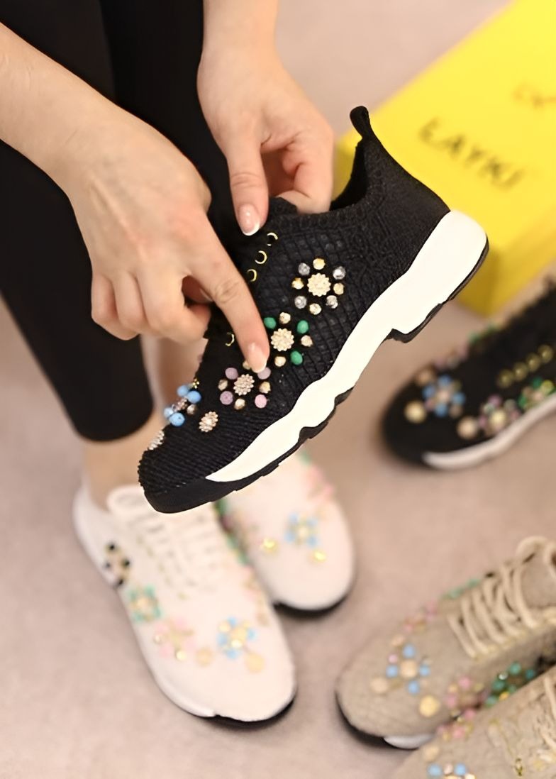 Colorful Flower Beads Breathable Women Shoes