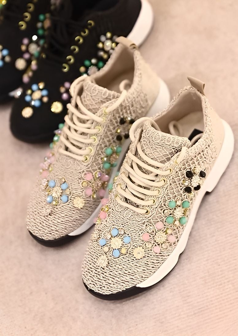 Colorful Flower Beads Breathable Women Shoes