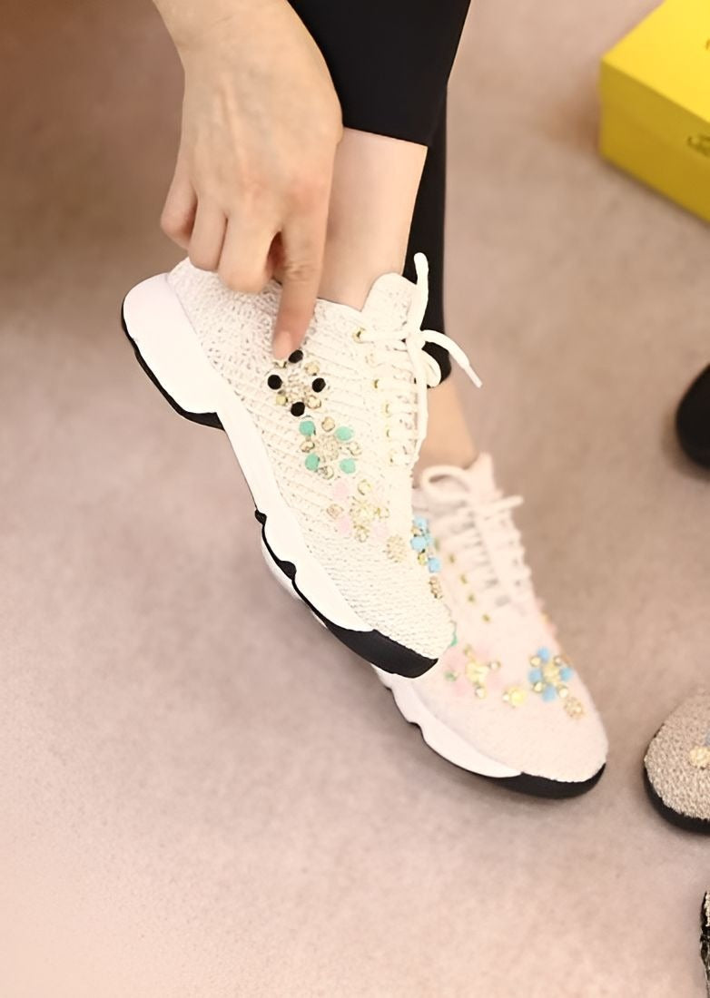 Colorful Flower Beads Breathable Women Shoes