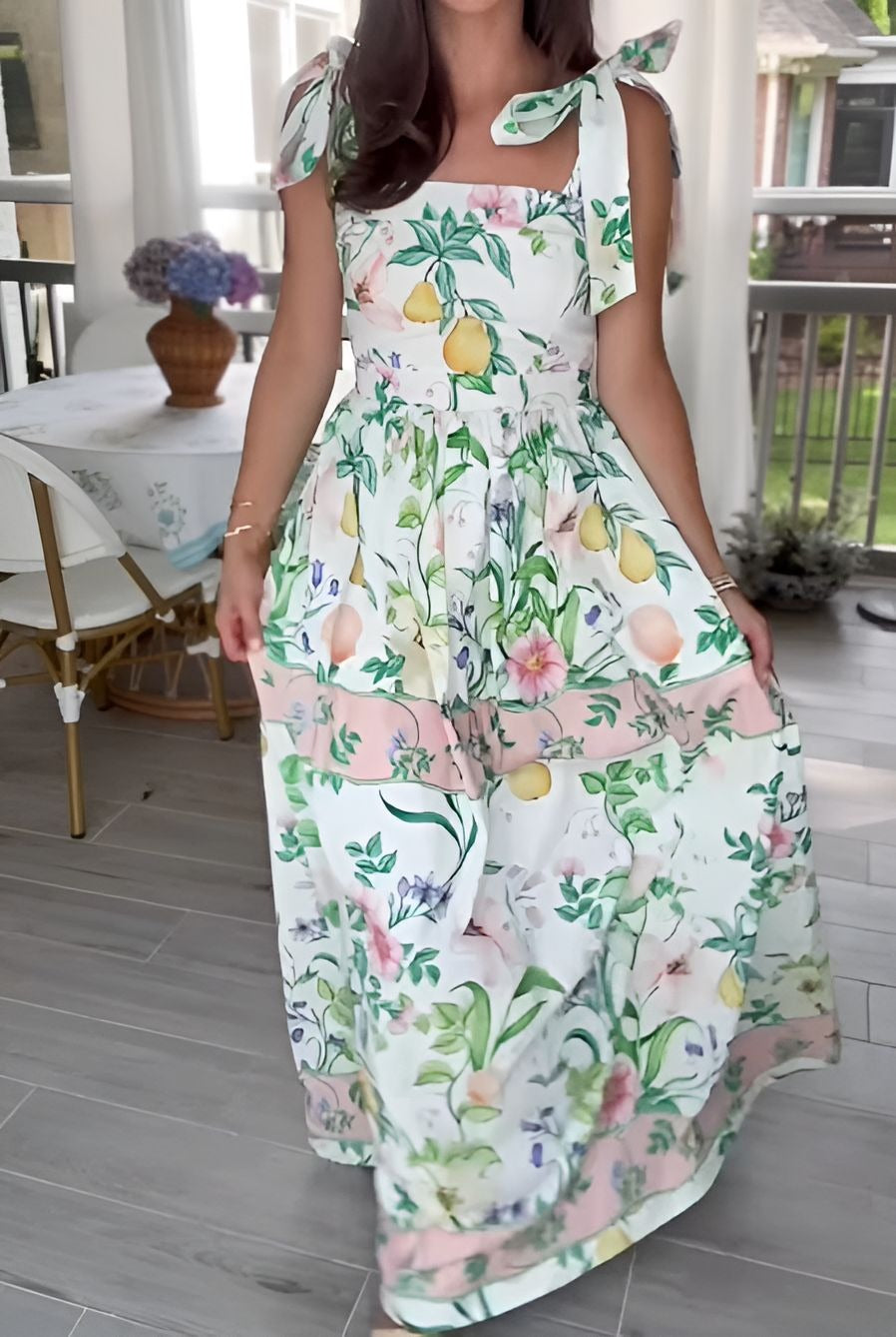 Green Printed Sleeveless Dress