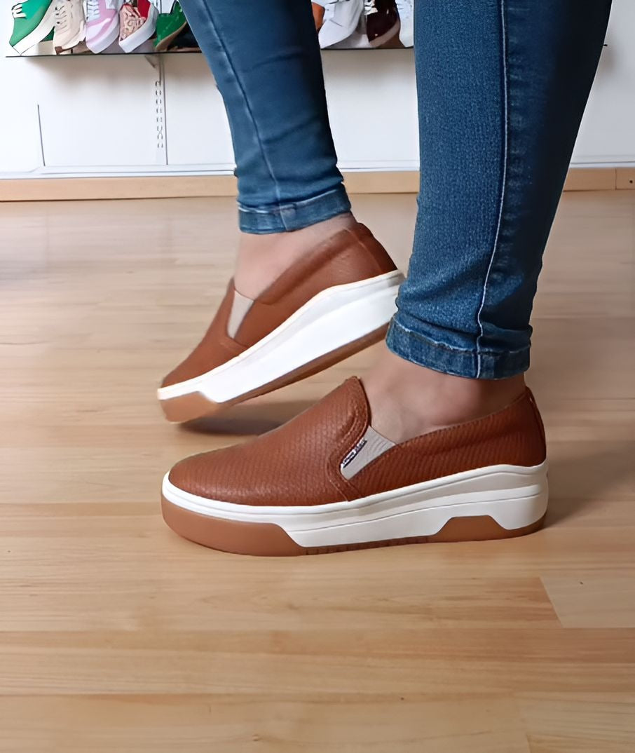 Women Leather Slip-On Thick-Soled Shoes