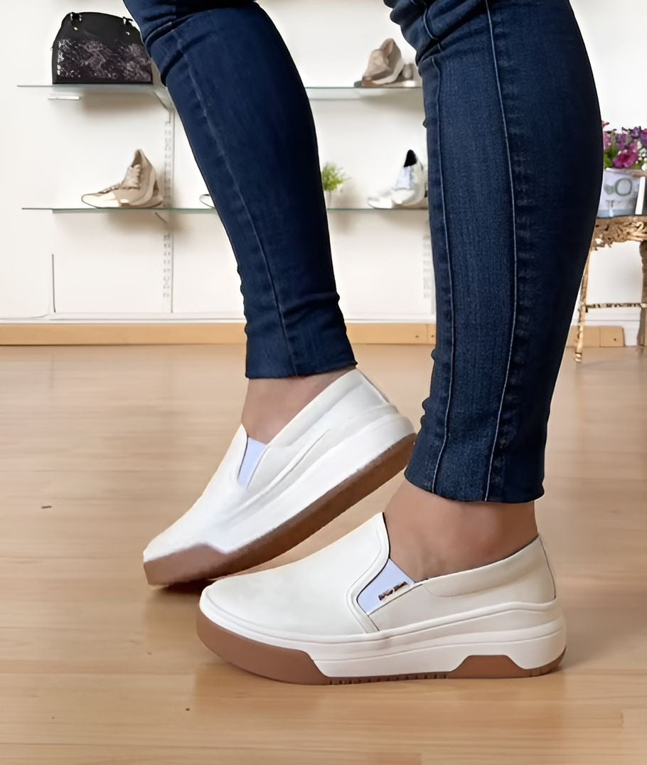 Women Leather Slip-On Thick-Soled Shoes