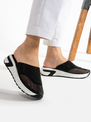 Women's Slippers with Sparkling Rhinestones Detail
