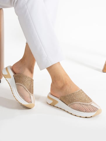 Women's Slippers with Sparkling Rhinestones Detail