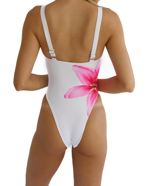 Flower Print One Piece Swimsuit