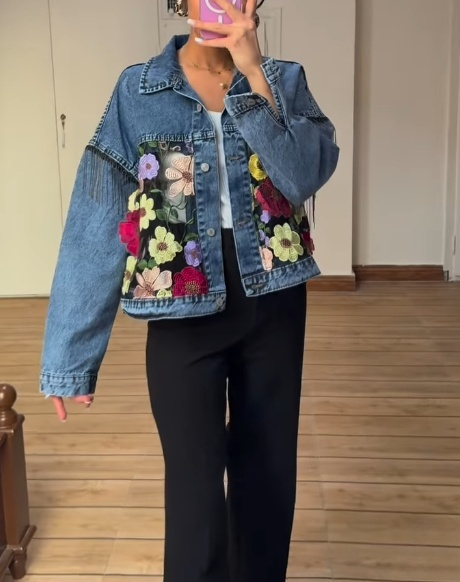 Floral Embroidered Denim Jacket