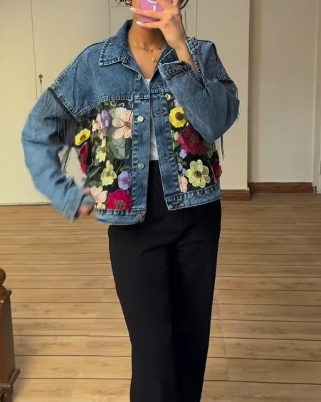 Floral Embroidered Denim Jacket