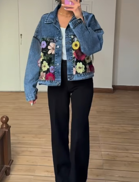 Floral Embroidered Denim Jacket