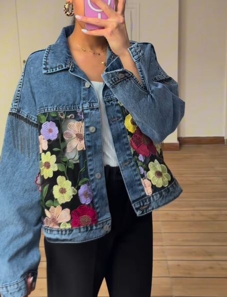 Floral Embroidered Denim Jacket