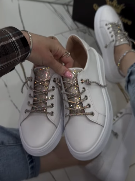 White Sparkling Rhinestone Women Shoes