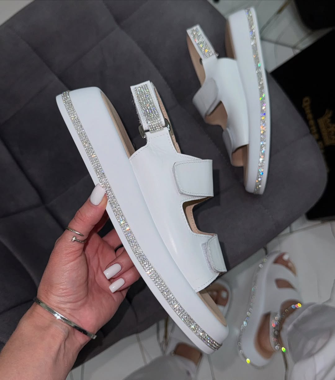 Crystal Velcro Sandals for Women