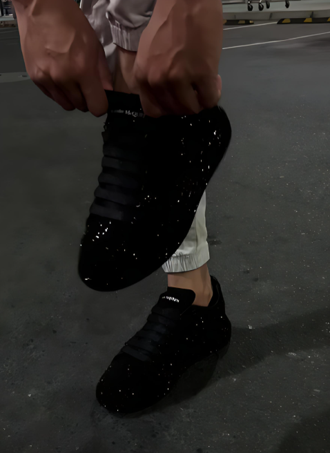 Black Sparkling Rhinestone Men Shoes
