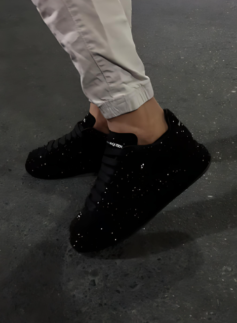 Black Sparkling Rhinestone Men Shoes