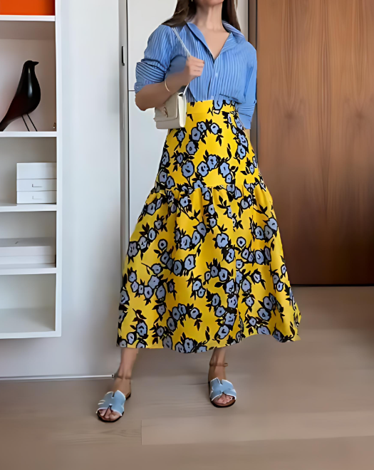 Yellow Printed Skirt