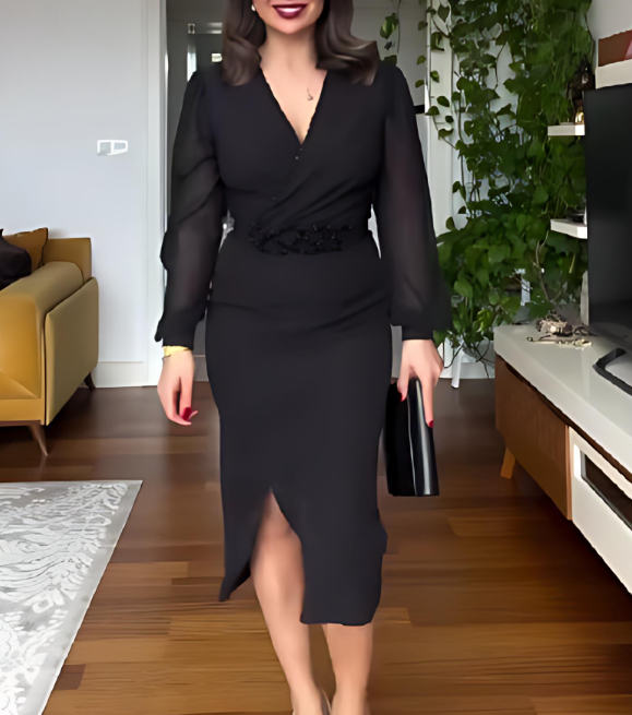 Classic Black V-neck Dress