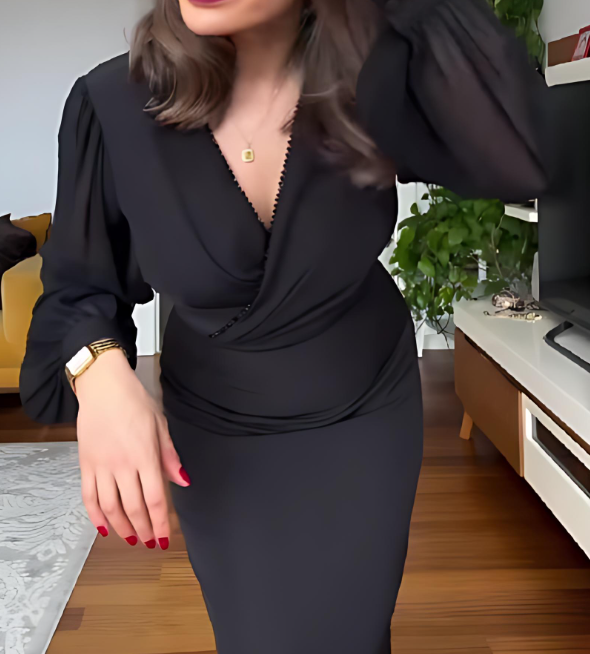 Classic Black V-neck Dress