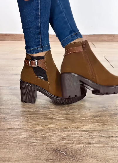 Retro Suede Thick-Heeled Women's Ankle Boots