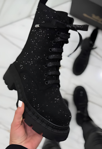 Women's Starry Rhinestone Lace-Up Boots