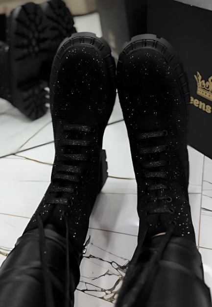 Women's Starry Rhinestone Lace-Up Boots