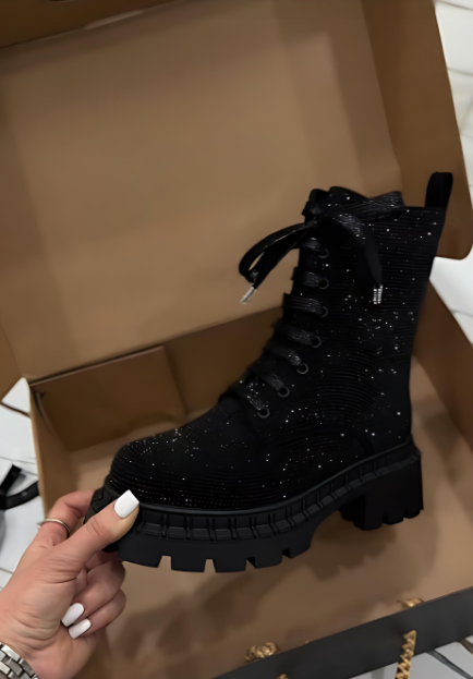 Women's Starry Rhinestone Lace-Up Boots