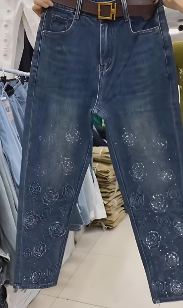 Rose Rhinestone Jeans
