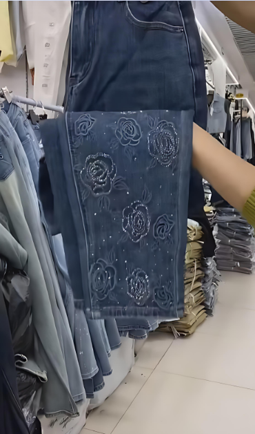 Rose Rhinestone Jeans