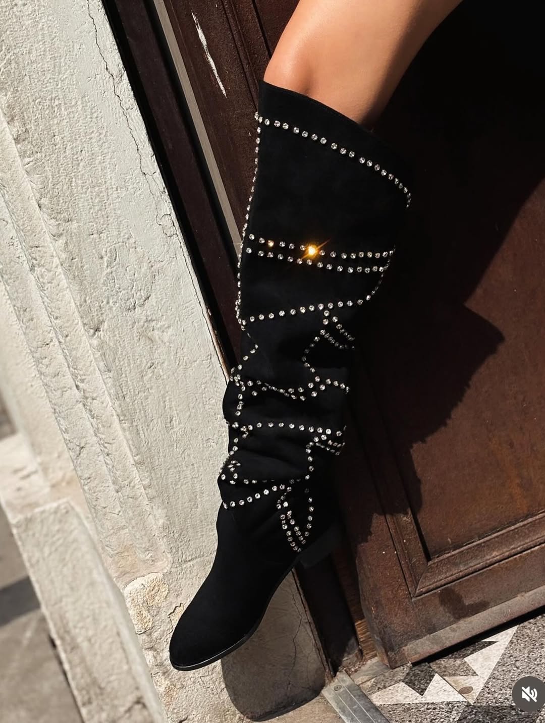 Black Sparkling Rhinestone Boots