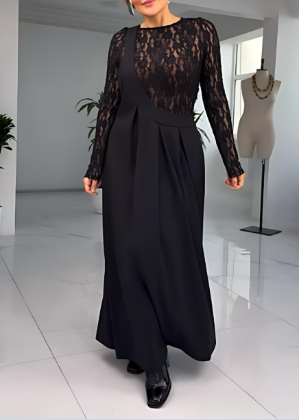 Women's Black Elegant Lace Top One-Shoulder Skirt Set